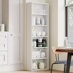 63.6" Libreria alta con cassetti, Libreria verticale a 6 ripiani, Libreria in legno a 6 livelli con ripiani aperti, Scaffali per esposizione a pavimento