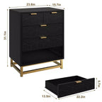 Cassettiera per camera da letto, cassettiera nera a 5 cassetti con gambe in metallo, organizer moderno e spazioso per soggiorno o ingresso