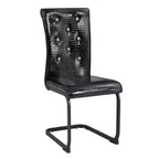 Sedie da pranzo imbottite in pelle di alligatore retrò con gambe in metallo nero
