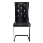 Sedie da pranzo imbottite in pelle di alligatore retrò con gambe in metallo nero