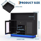 Mobile Bar Premium a 2 Livelli con Ante in Vetro e Cassetti - Versatile Arredamento da Bar per Cucina, Sala da Pranzo, Ufficio, Sala Giochi