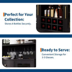 Mobile Bar Premium a 2 Livelli con Ante in Vetro e Cassetti - Versatile Arredamento da Bar per Cucina, Sala da Pranzo, Ufficio, Sala Giochi