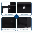Mobile Bar Premium a 2 Livelli con Ante in Vetro e Cassetti - Versatile Arredamento da Bar per Cucina, Sala da Pranzo, Ufficio, Sala Giochi