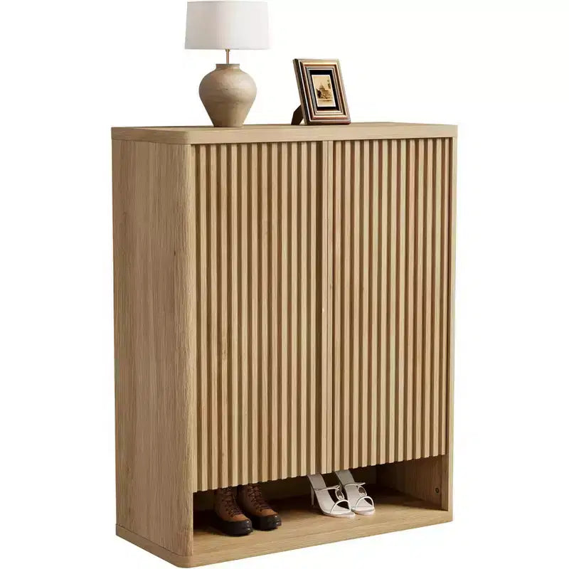 Scarpiera moderna in legno con cassetto e ripiani regolabili