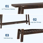 Tavolo da ingresso in legno da 71 pollici con contenitore, tavolo consolle stretto a 2 ripiani in stile rustico, per soggiorno, corridoio, ingresso, dietro il divano, facile da montare