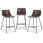 Poly & Bark Set of 3 24" High Paxton Counter Height Barstools Brown: Upholstered, Steel Frame, Modern Design