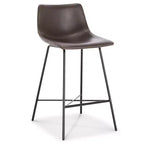 Poly & Bark Set di 3 Sgabelli da Bar Altezza Bancone Paxton da 61 cm Marrone: Rivestiti, Telaio in Acciaio, Design Moderno