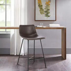 Poly & Bark Set di 3 Sgabelli da Bar Altezza Bancone Paxton da 61 cm Marrone: Rivestiti, Telaio in Acciaio, Design Moderno