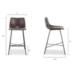 Poly & Bark Set di 3 Sgabelli da Bar Altezza Bancone Paxton da 61 cm Marrone: Rivestiti, Telaio in Acciaio, Design Moderno