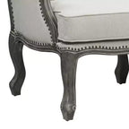 Divano Tania da 56" in Lino Color Crema e Finitura Marrone, Gambe Alla Francese, Borchie Decorative, Nessun Montaggio Richiesto
