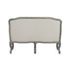 Divano Tania da 56" in Lino Color Crema e Finitura Marrone, Gambe Alla Francese, Borchie Decorative, Nessun Montaggio Richiesto
