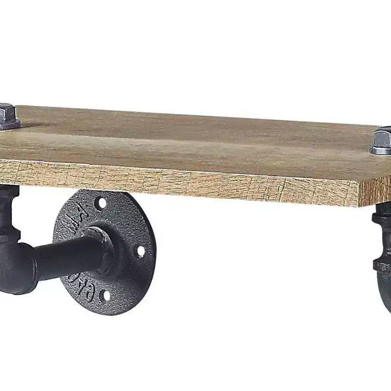 Libreria decorativa Brantley da 18" in rovere con finitura nera sabbiata: struttura in metallo, schienale aperto, montaggio senza attrezzi