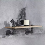 Libreria decorativa Brantley da 18" in rovere con finitura nera sabbiata: struttura in metallo, schienale aperto, montaggio senza attrezzi
