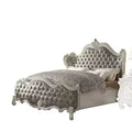 95" Queen Bed Versailles Bed Vintage Gray Synthetic Leather & Bone White Finish - Acme Furniture
