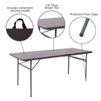 Flash Furniture Tavolo Pieghevole per Banchetto ed Eventi in Plastica Bi-Fold da 6 Piedi con Maniglia per il Trasporto