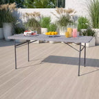 Flash Furniture Tavolo Pieghevole per Banchetto ed Eventi in Plastica Bi-Fold da 6 Piedi con Maniglia per il Trasporto