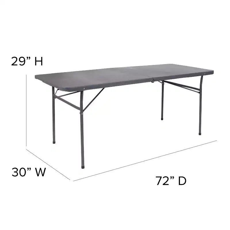 Flash Furniture Tavolo Pieghevole per Banchetto ed Eventi in Plastica Bi-Fold da 6 Piedi con Maniglia per il Trasporto