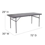 Flash Furniture Tavolo Pieghevole per Banchetto ed Eventi in Plastica Bi-Fold da 6 Piedi con Maniglia per il Trasporto