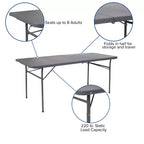 Flash Furniture Tavolo Pieghevole per Banchetto ed Eventi in Plastica Bi-Fold da 6 Piedi con Maniglia per il Trasporto
