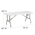 Flash Furniture Tavolo Pieghevole per Banchetto ed Eventi in Plastica Bi-Fold da 6 Piedi con Maniglia per il Trasporto