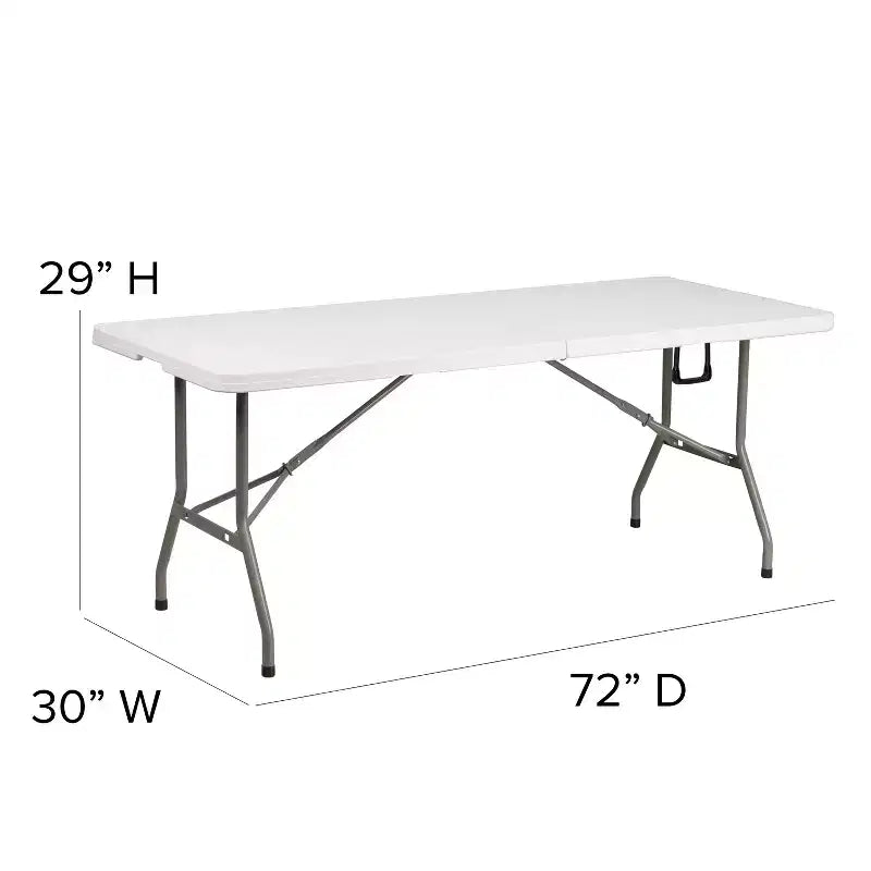 Flash Furniture Tavolo Pieghevole per Banchetto ed Eventi in Plastica Bi-Fold da 6 Piedi con Maniglia per il Trasporto