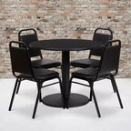 Set Tavolo Rotondo Laminato da 36" Flash Furniture con Base Rotonda e 4 Sedie da Banchetto con Schienale Trapezoidale