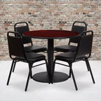 Set Tavolo Rotondo Laminato da 36" Flash Furniture con Base Rotonda e 4 Sedie da Banchetto con Schienale Trapezoidale