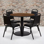 Set Tavolo Rotondo Laminato da 36" Flash Furniture con Base Rotonda e 4 Sedie da Banchetto con Schienale Trapezoidale