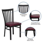 Sedia da ristorante Flash Furniture con schienale in metallo stile School House, colore nero