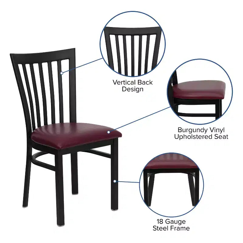 Sedia da ristorante Flash Furniture con schienale in metallo stile School House, colore nero