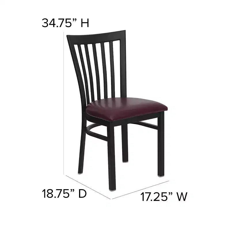 Sedia da ristorante Flash Furniture con schienale in metallo stile School House, colore nero