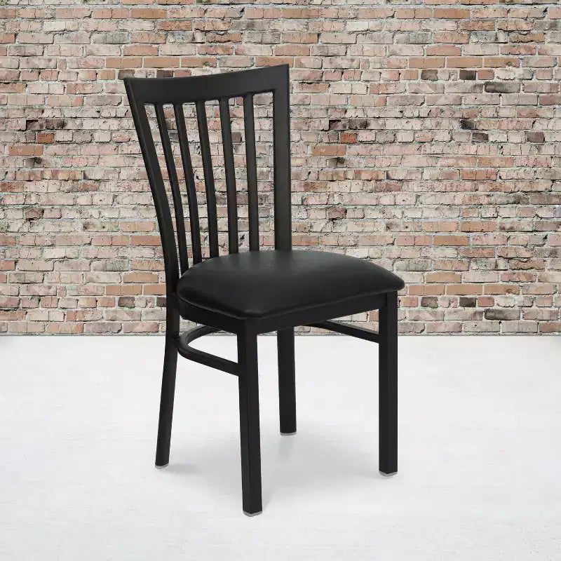 Sedia da ristorante Flash Furniture con schienale in metallo stile School House, colore nero