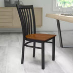 Sedia da ristorante Flash Furniture con schienale in metallo stile School House, colore nero