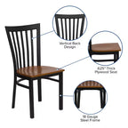 Sedia da ristorante Flash Furniture con schienale in metallo stile School House, colore nero