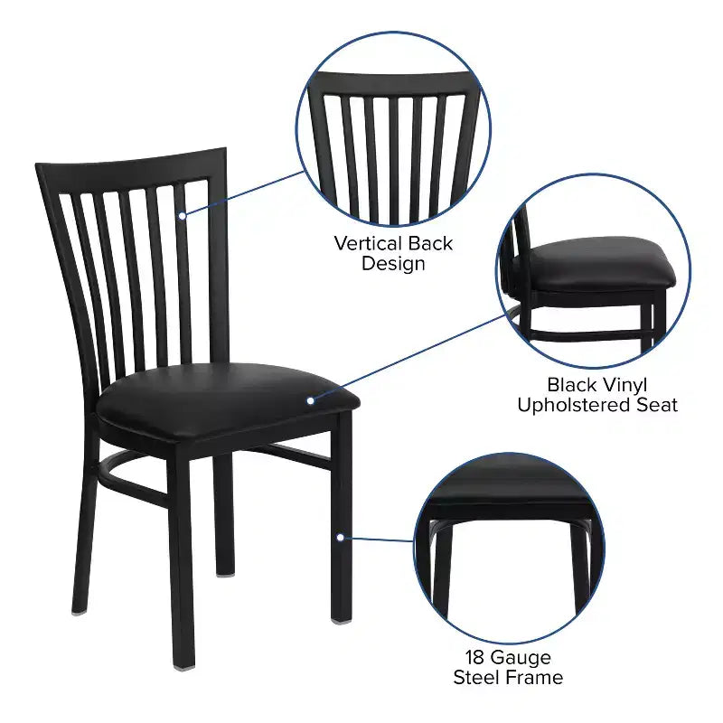 Sedia da ristorante Flash Furniture con schienale in metallo stile School House, colore nero