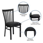 Sedia da ristorante Flash Furniture con schienale in metallo stile School House, colore nero