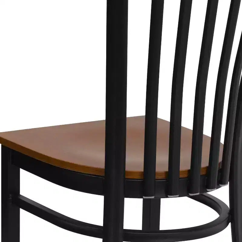 Sedia da ristorante Flash Furniture con schienale in metallo stile School House, colore nero