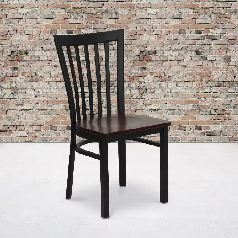Sedia da ristorante Flash Furniture con schienale in metallo stile School House, colore nero