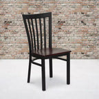 Sedia da ristorante Flash Furniture con schienale in metallo stile School House, colore nero