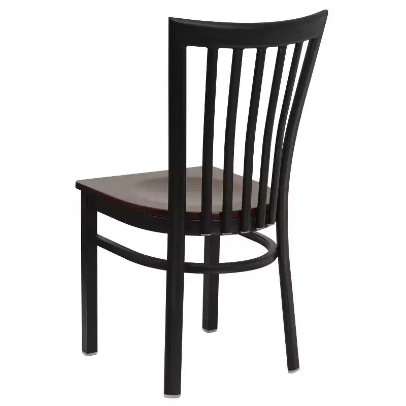 Sedia da ristorante Flash Furniture con schienale in metallo stile School House, colore nero