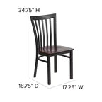 Sedia da ristorante Flash Furniture con schienale in metallo stile School House, colore nero