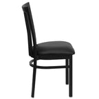 Sedia da ristorante Flash Furniture con schienale in metallo stile School House, colore nero