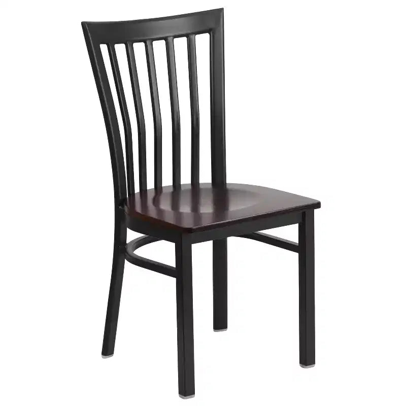 Sedia da ristorante Flash Furniture con schienale in metallo stile School House, colore nero