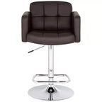 Sgabello da bar girevole Trek Chrome 32 3/4" di altezza, moderno, regolabile, cuscino color espresso con schienale e poggiapiedi per isola da cucina ad altezza bancone