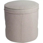Pouf rotondo Iriza Oatmeal con borchie