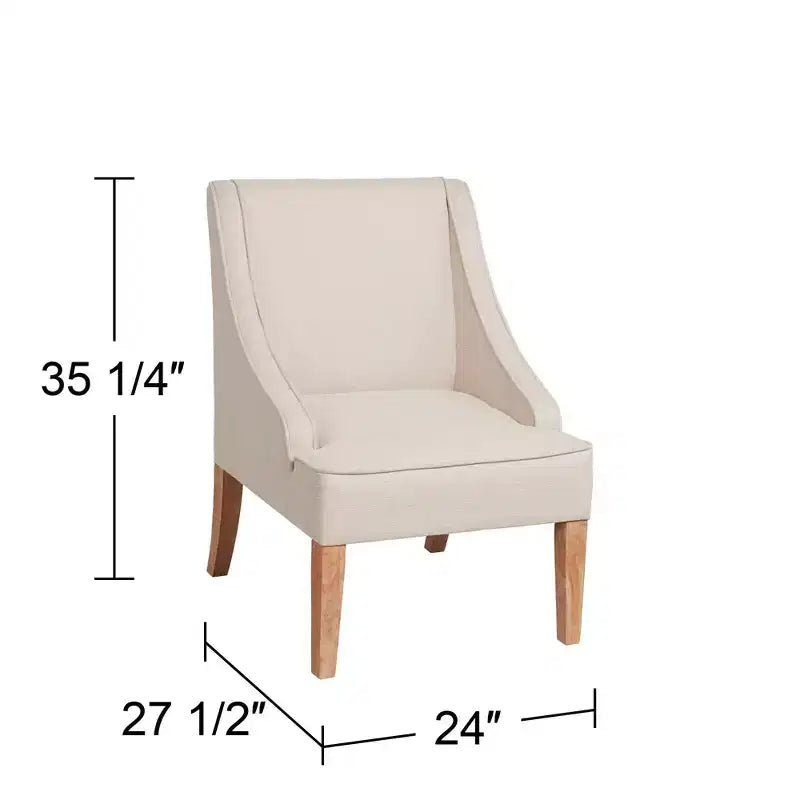 Poltrona Dixon Ivory in tessuto con braccioli ricurvi